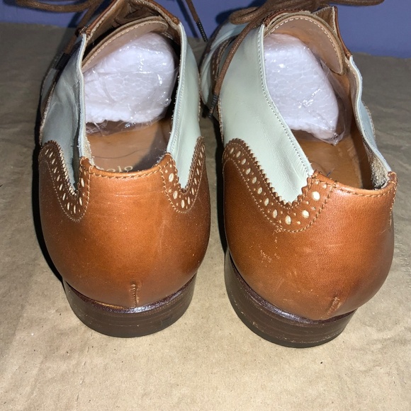 Polo Ralph Lauren 2 tone wingtip spectator oxfords Sz 8 white brown brogues - Picture 4 of 7